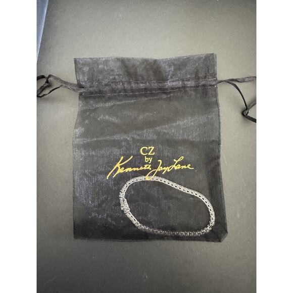 Kenneth Jay Lane CZ Thin Cubic Zirconia & Rhodium Tennis Classic Bracelet - Picture 1 of 7